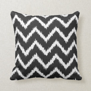 Ikat Chevrons - Black and white Throw Pillow