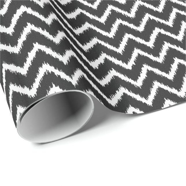 Ikat Chevrons - Black and white Wrapping Paper (Roll Corner)