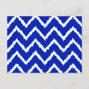 Ikat Chevrons - Cobalt blue and white Postcard