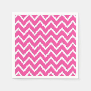 Ikat Chevrons - Deep fuchsia pink and white Napkin