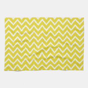 Ikat Chevrons - Mustard yellow and white Kitchen Towel