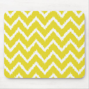 Ikat Chevrons - Mustard yellow and white Mouse Pad