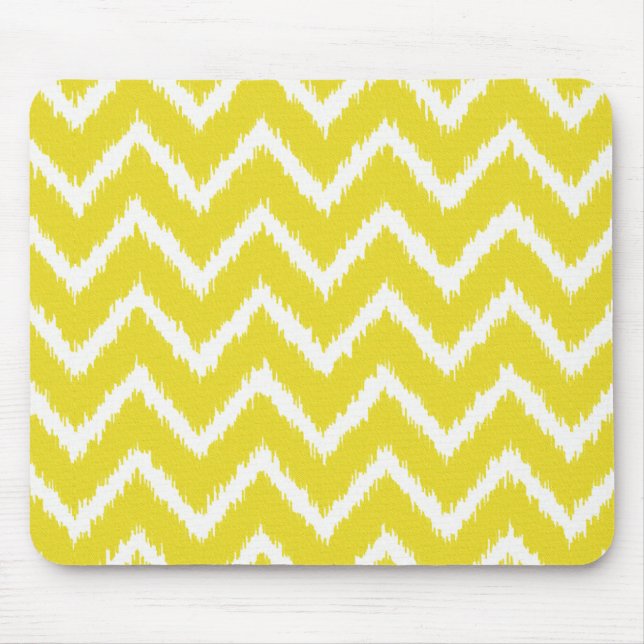Ikat Chevrons - Mustard yellow and white Mouse Pad (Front)