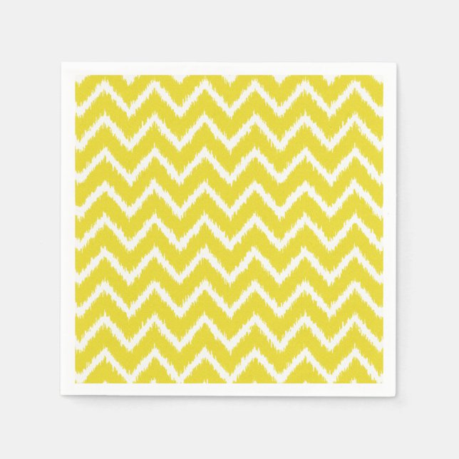 Ikat Chevrons - Mustard yellow and white Napkin (Front)
