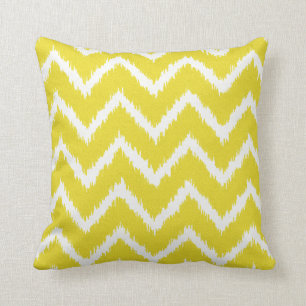 Ikat Chevrons - Mustard yellow and white Throw Pillow