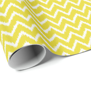 Ikat Chevrons - Mustard yellow and white Wrapping Paper