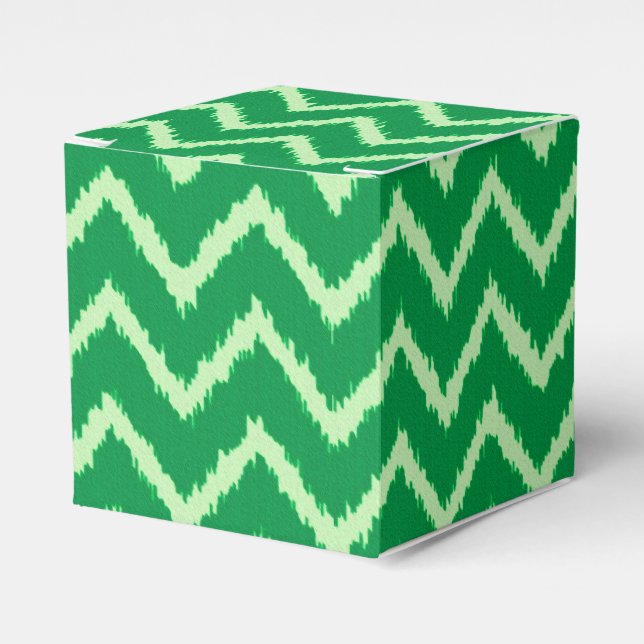 Ikat Chevrons - Pine and light green Favor Box (Front Side)