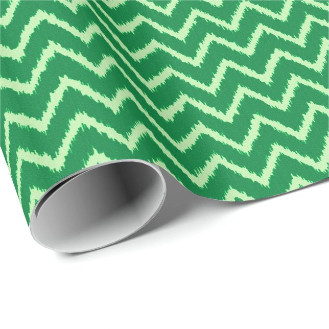 Ikat Chevrons - Pine and light green Wrapping Paper (Roll Corner)