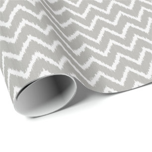 Ikat Chevrons - Silver grey and white Wrapping Paper