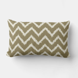 Ikat Chevrons - Taupe tan and beige Lumbar Pillow