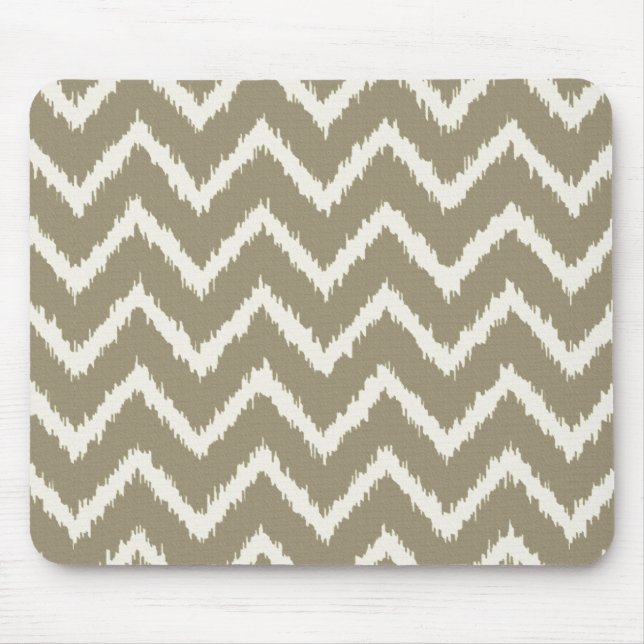 Ikat Chevrons - Taupe tan and beige Mouse Pad (Front)