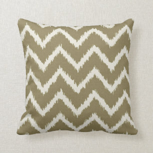 Ikat Chevrons - Taupe tan and beige Throw Pillow
