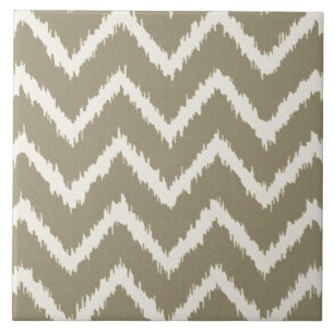 Ikat Chevrons - Taupe tan and beige Tile