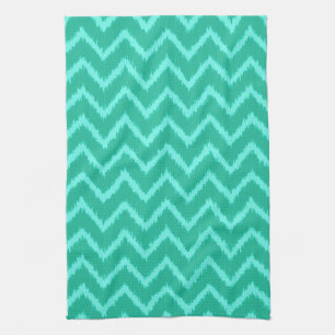 Ikat Chevrons - Turquoise and aqua Kitchen Towel
