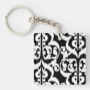 Ikat damas mauresque - blanc et noir
