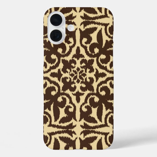 Ikat damask pattern - Chocolate Brown and Tan Case-Mate iPhone Case (Back)