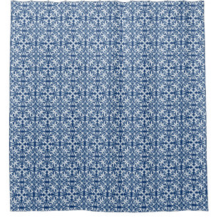 Ikat damask pattern - Cobalt Blue and White