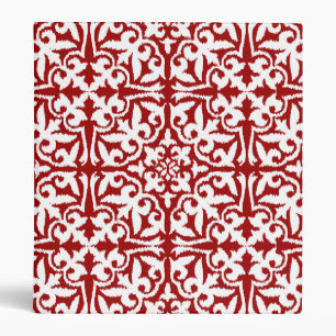 Ikat damask pattern - Dark Red and White Binder