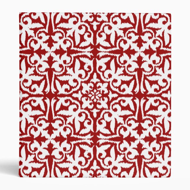 Ikat damask pattern - Dark Red and White Binder (Front)