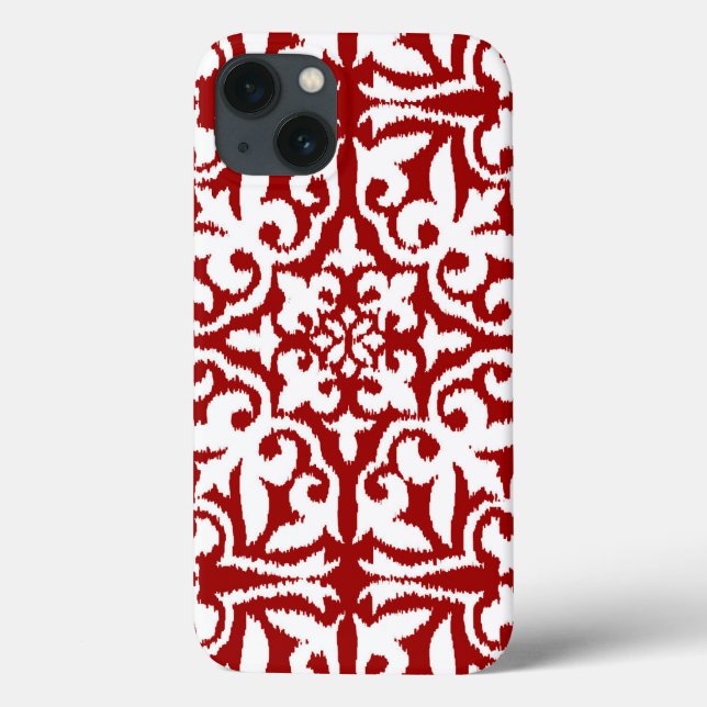 Ikat damask pattern - Dark Red and White Case-Mate iPhone Case (Back)