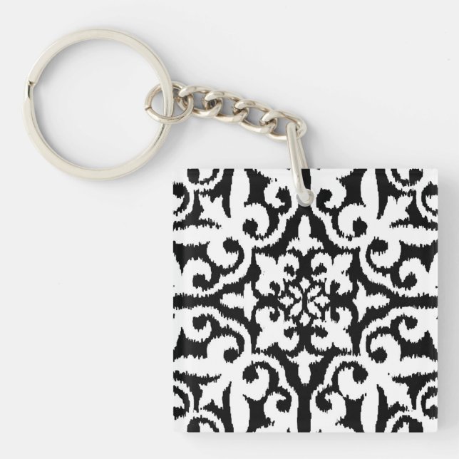 Ikat damask pattern - noir et blanc (Devant)