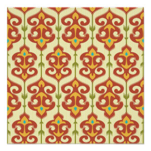 Ikat damask pattern poster