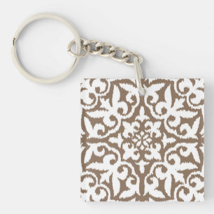 Ikat damask pattern - Taupe Tan et Blanc