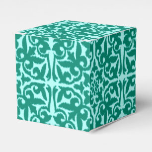 Ikat damask pattern - Turquoise and Aqua Favor Box