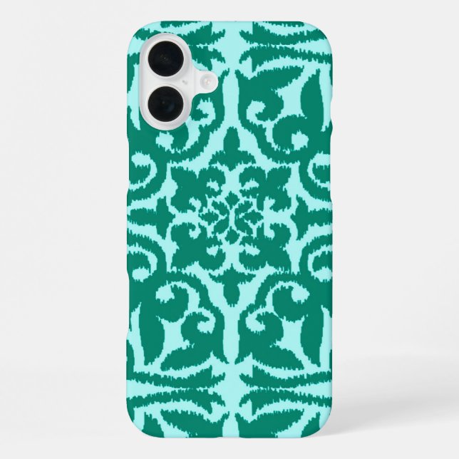 Ikat damask pattern - Turquoise and Aqua iPhone Case (Back)