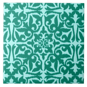 Ikat damask pattern - Turquoise and Aqua Tile