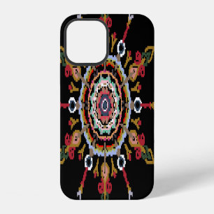Ikat Damask Red Green Vintage iPhone 12 Case