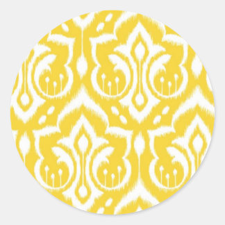 Ikat Damask - Sunshine Yellow Classic Round Sticker