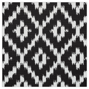 Ikat Diamond Pattern - Black and white Fabric