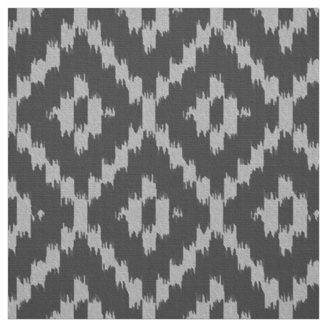 Ikat Diamond Pattern - Charcoal and silver grey Fabric (Swatch)