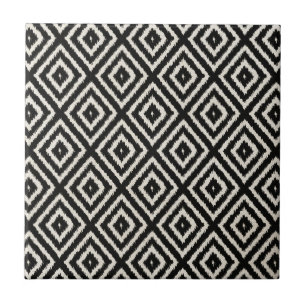 Ikat Diamond Pattern in Black and Cream Tile