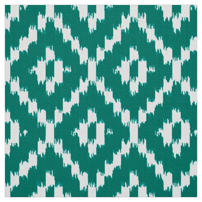 Ikat Diamond Pattern - Turquoise and white Fabric (Swatch)