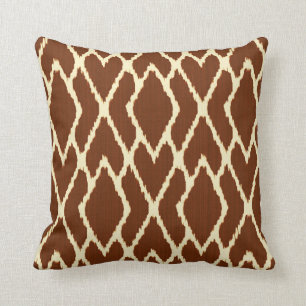 Ikat diamonds - Chocolate brown and cream Throw Pillow