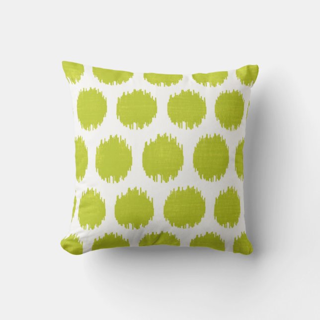 Ikat Dots, Green Throw Pillow (Front)