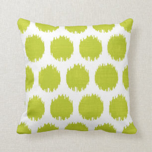 Ikat Dots, Green Throw Pillow