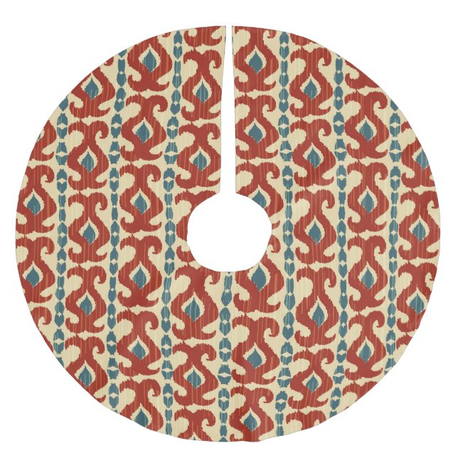 Ikat Elegance: Seamless Pattern Design. Brushed Polyester Tree Skirt (Front)
