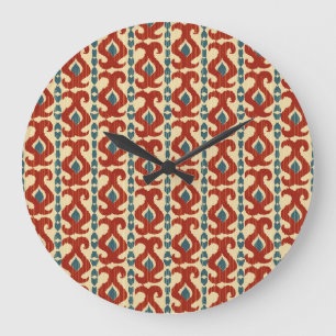 Ikat Elegance: Seamless Pattern Design. Large Clock