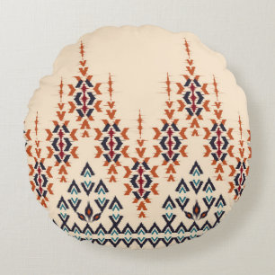 Ikat ethnic abstract beautiful art. Ikat seamless  Round Pillow
