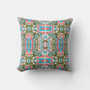 Ikat Ethnic: Abstract Shaman Pattern Throw Pillow