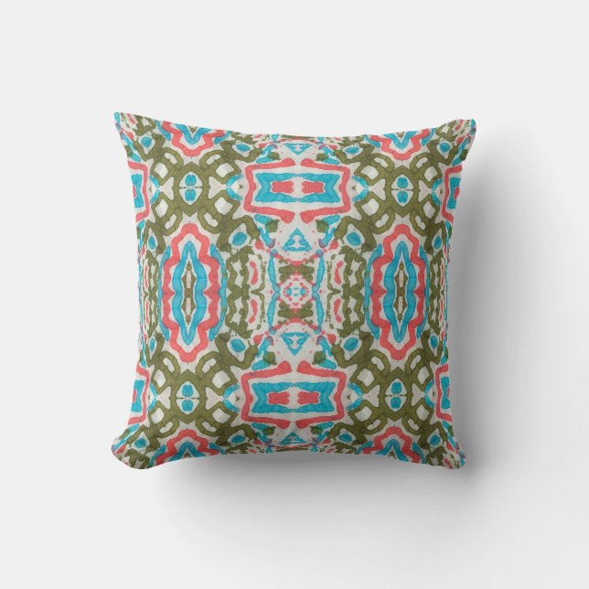 Ikat Ethnic: Abstract Shaman Pattern Throw Pillow (Front)