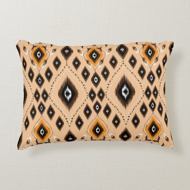 Ikat Ethnic Geometric Folklore Pattern Accent Pillow (Front)