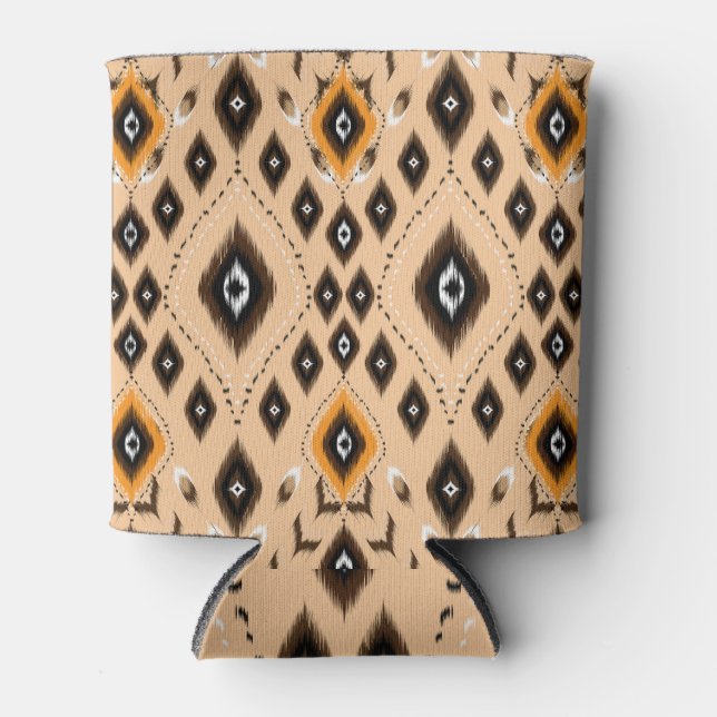 Ikat Ethnic Geometric Folklore Pattern Can Cooler (Front)