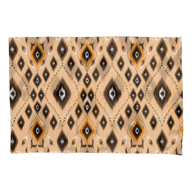 Ikat Ethnic Geometric Folklore Pattern Pillowcase (Front)
