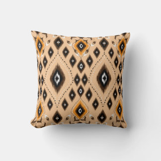 Ikat Ethnic Geometric Folklore Pattern Throw Pillow