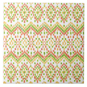 Ikat Ethnic Moorish Pattern on White to Customize Tile