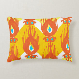 Ikat Fabric Pattern: Ethnic Vintage Design. Accent Pillow